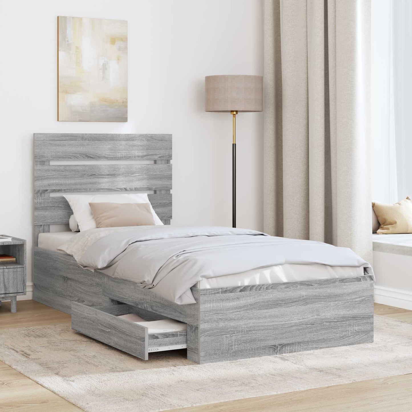 Struttura del letto Grigio Sonoma e Argento 75 x 190 cm