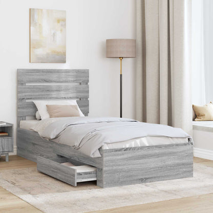 Struttura del letto Grigio Sonoma e Argento 75 x 190 cm