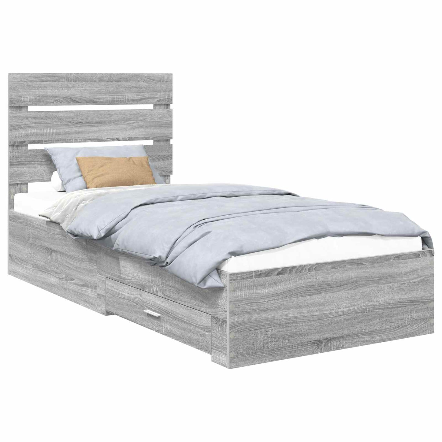 Struttura del letto Grigio Sonoma e Argento 75 x 190 cm