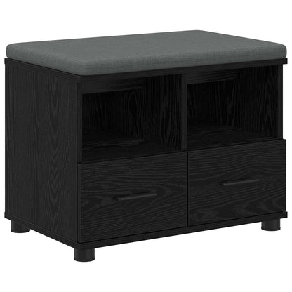 Panca per ingresso con cuscino Rovere Nero 60 x 38 x 46 cm