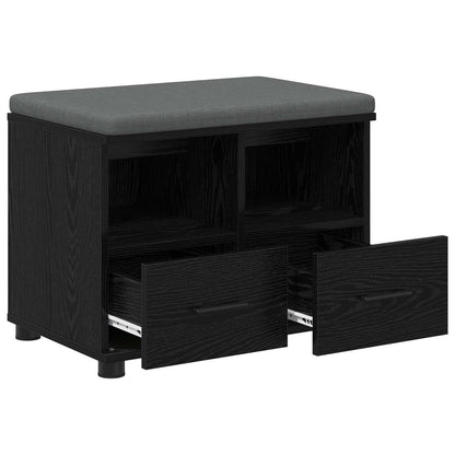 Panca per ingresso con cuscino Rovere Nero 60 x 38 x 46 cm