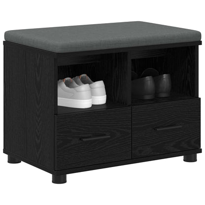 Panca per ingresso con cuscino Rovere Nero 60 x 38 x 46 cm