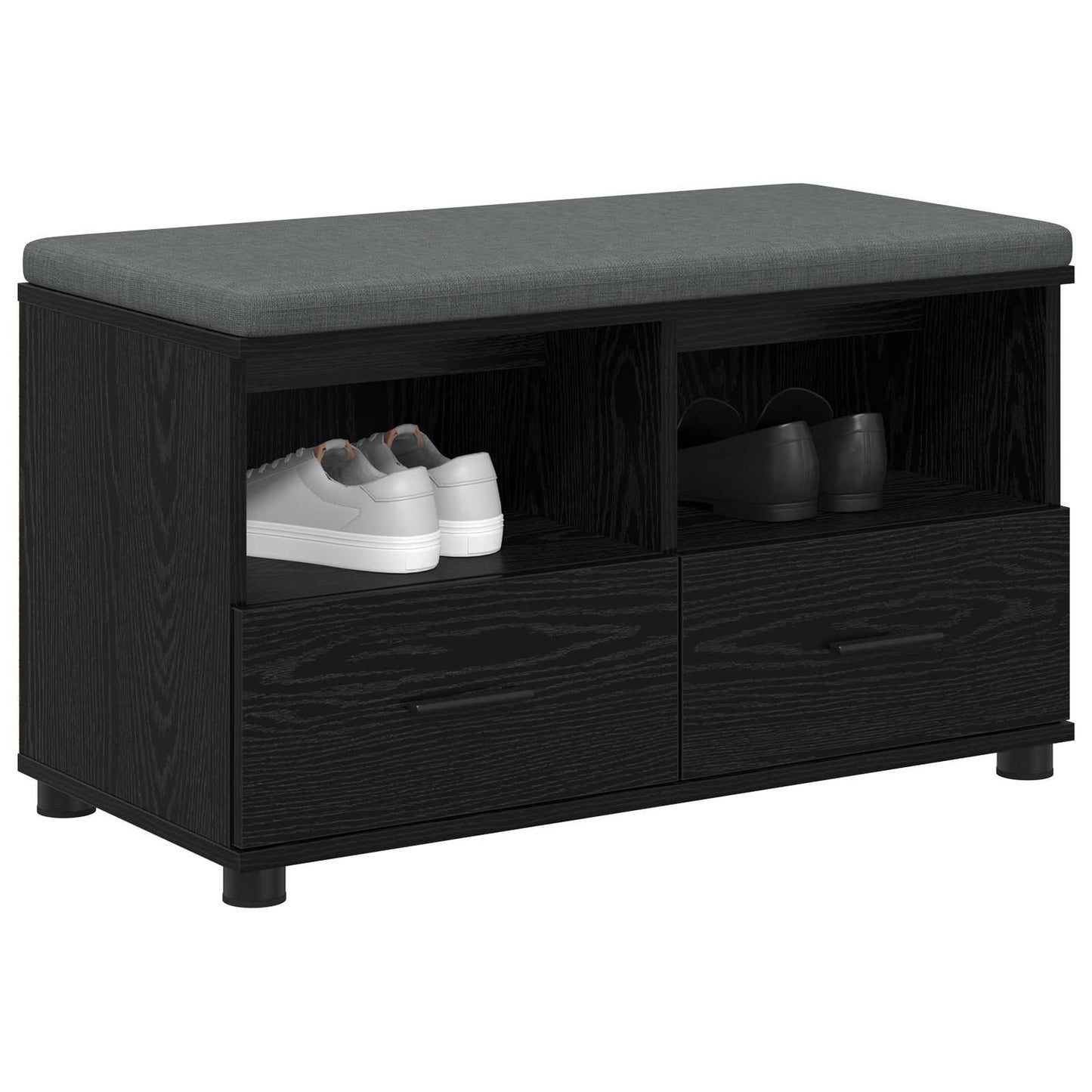 Panca per ingresso con cuscino Rovere Nero 80 x 38 x 46 cm