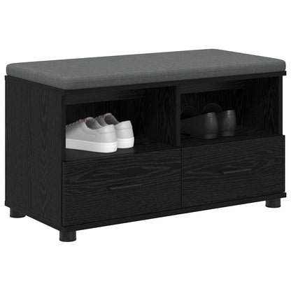 Panca per ingresso con cuscino Rovere Nero 80 x 38 x 46 cm