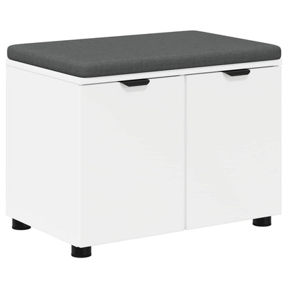 Panca per ingresso con cuscino con porta Bianco 60 x 38 x 46 cm