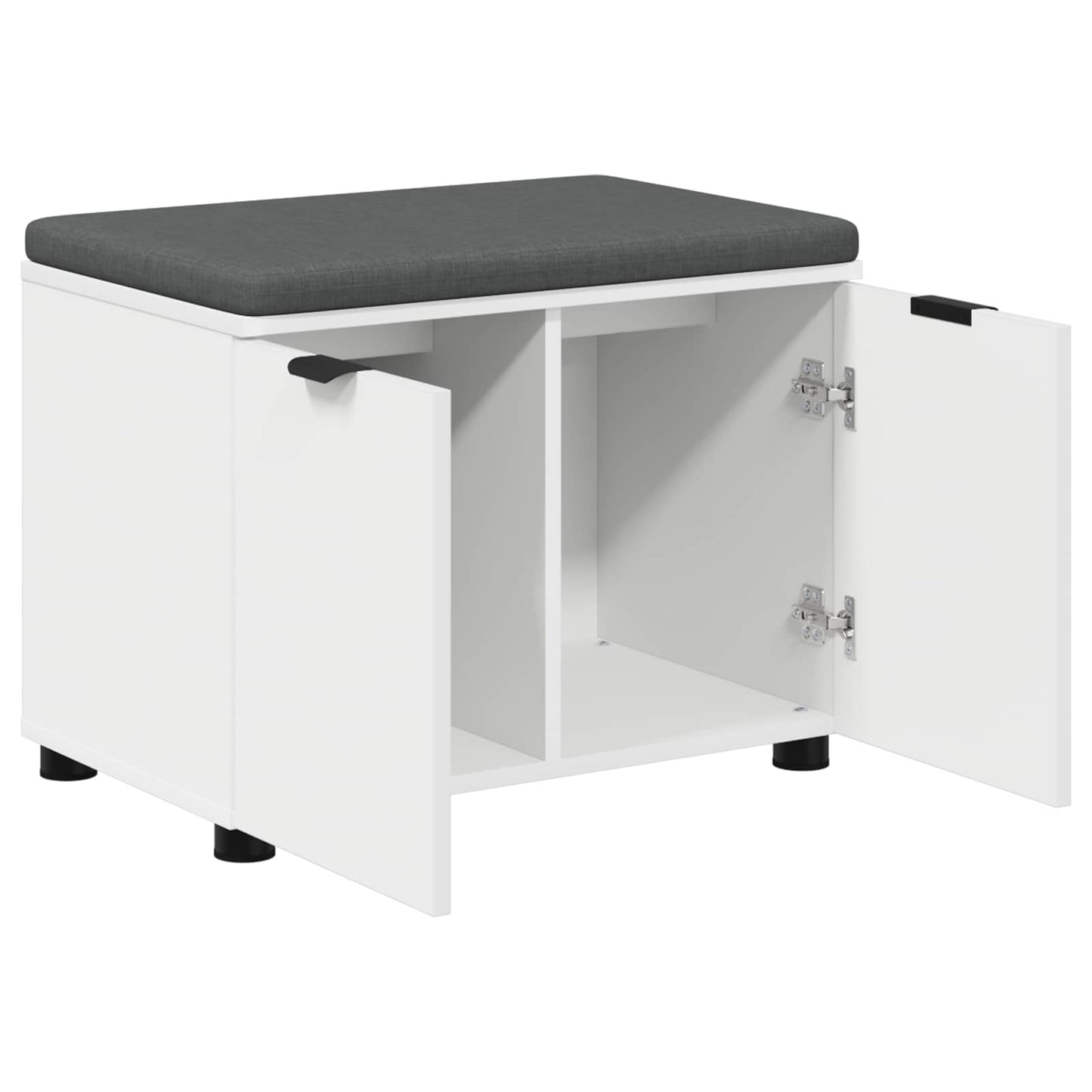 Panca per ingresso con cuscino con porta Bianco 60 x 38 x 46 cm