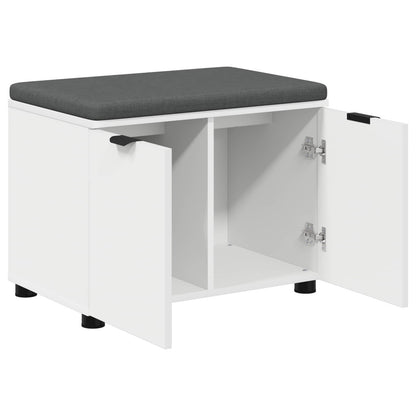 Panca per ingresso con cuscino con porta Bianco 60 x 38 x 46 cm