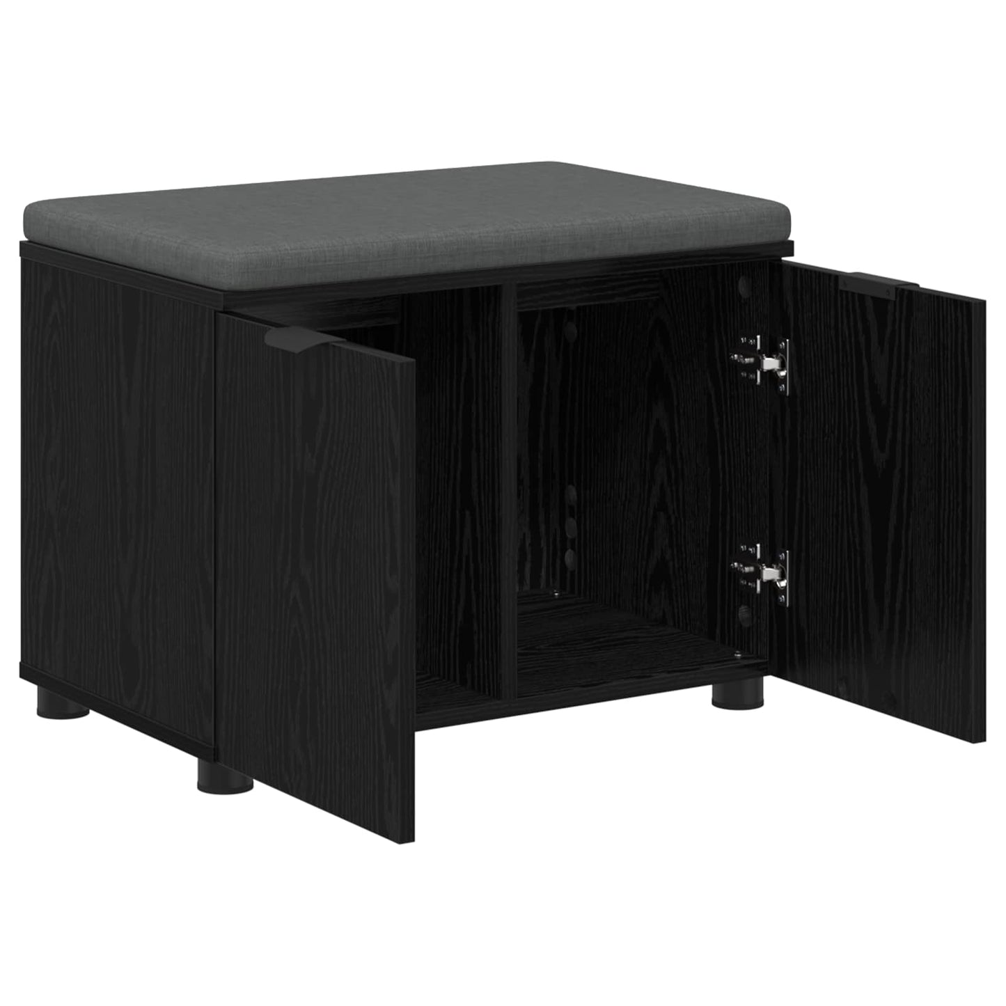 Panca per ingresso con cuscino Rovere Nero 60 x 38 x 46 cm