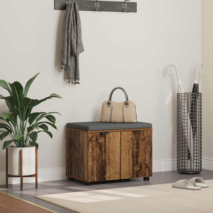 Panca per ingresso con cuscino Legno vecchio 60 x 38 x 46 cm
