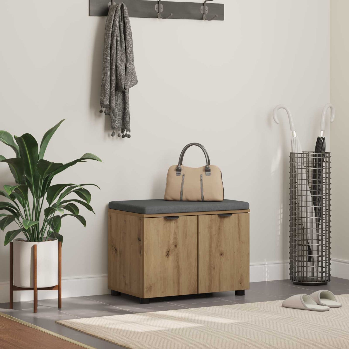 Panca per ingresso con porta Rovere Artigianale 60 x 38 x 46 cm