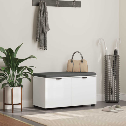Panca per ingresso con cuscino con porta Bianco 80 x 38 x 46 cm
