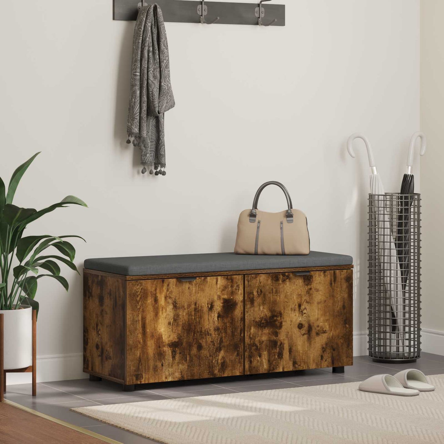 Panca per ingresso Quercia Affumicata 100 x 38 x 46 cm