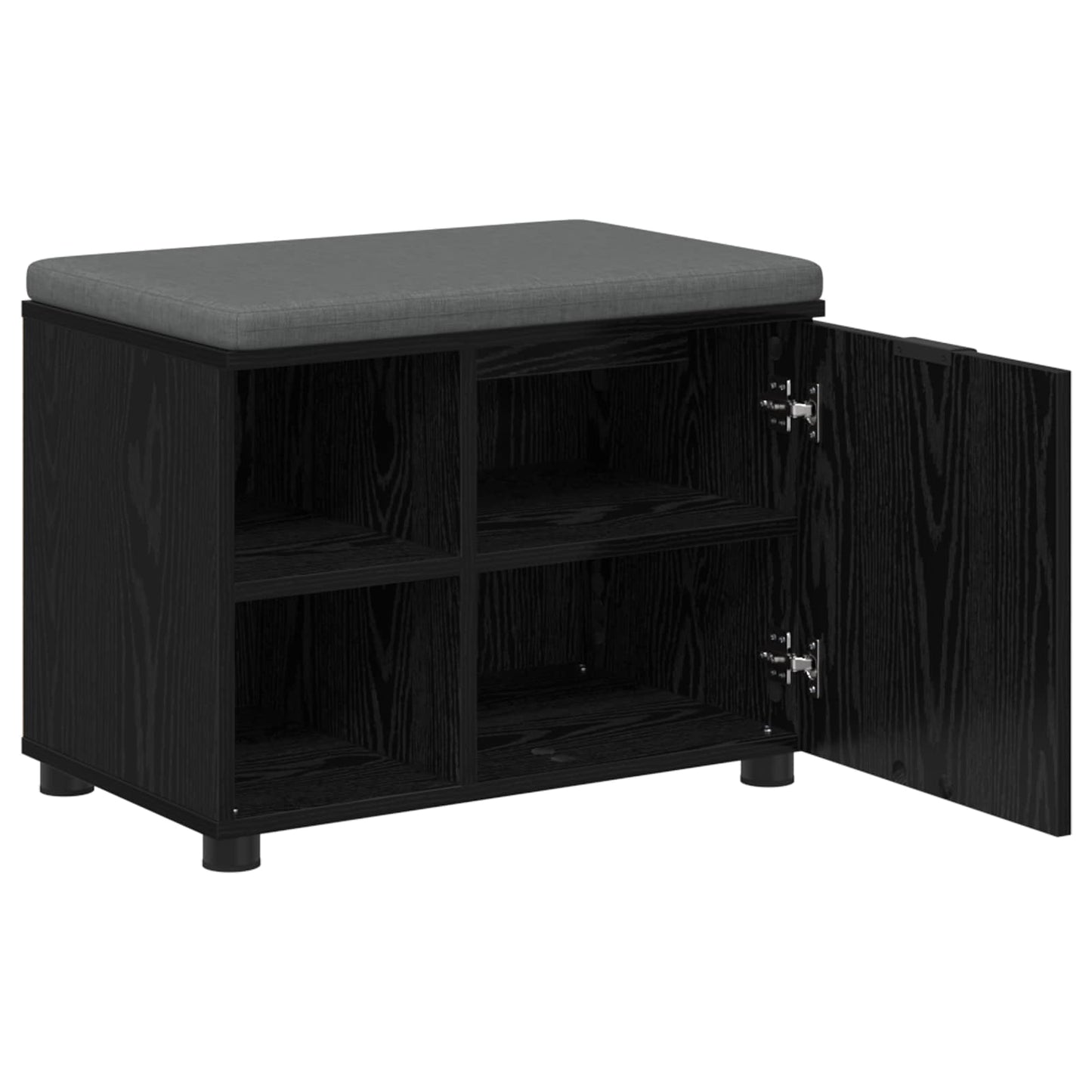 Panca per ingresso con cuscino Rovere Nero 60 x 38 x 46 cm