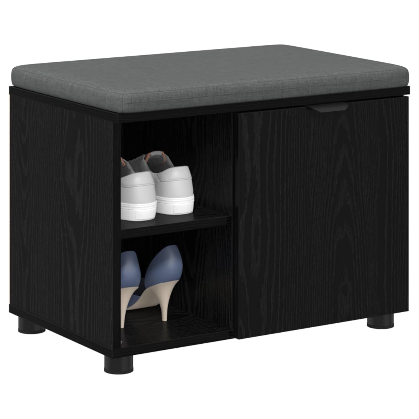 Panca per ingresso con cuscino Rovere Nero 60 x 38 x 46 cm