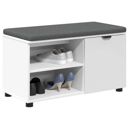Panca per ingresso con cuscino con porta Bianco 80 x 38 x 46 cm