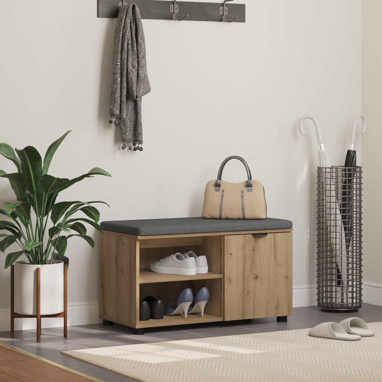 Panca per ingresso con porta Rovere Artigianale 80 x 38 x 46 cm