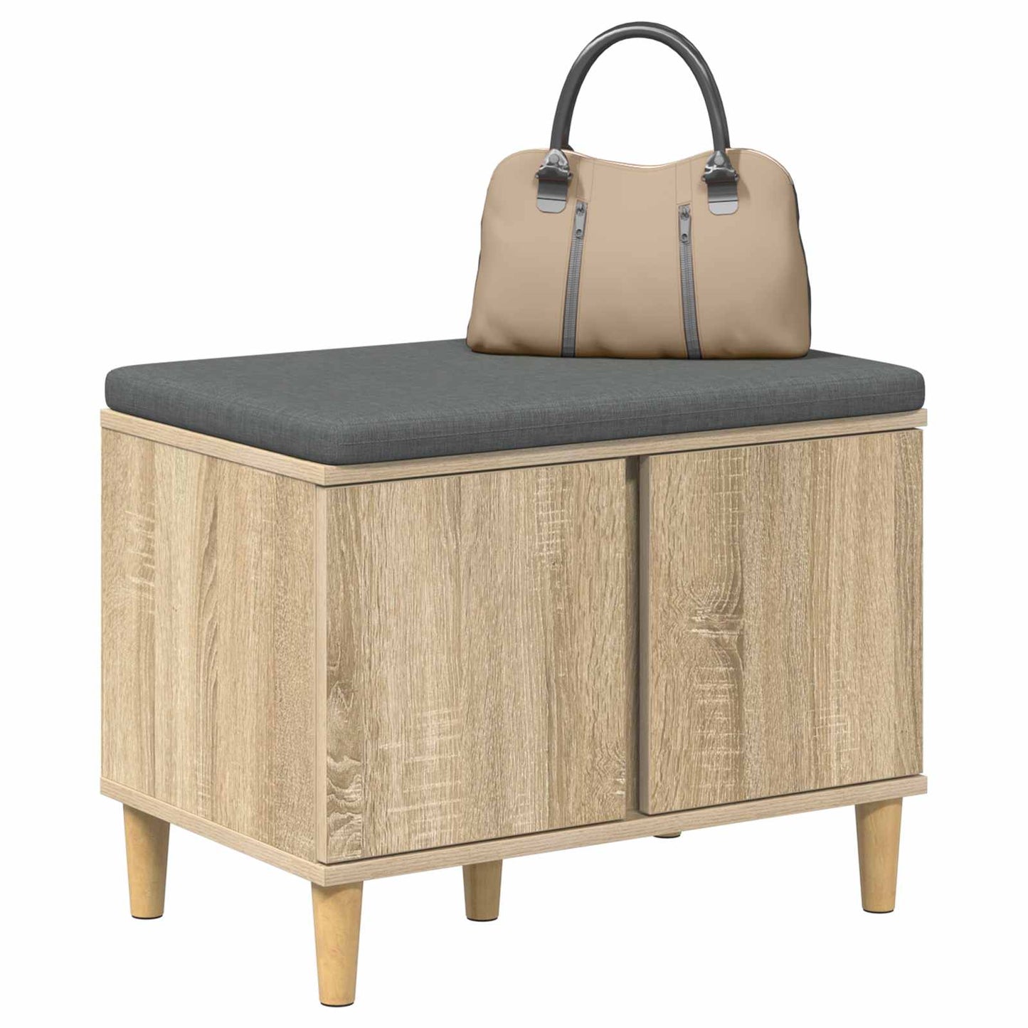 Panca per ingresso con cuscino Rovere Sonoma 60 x 38 x 46 cm