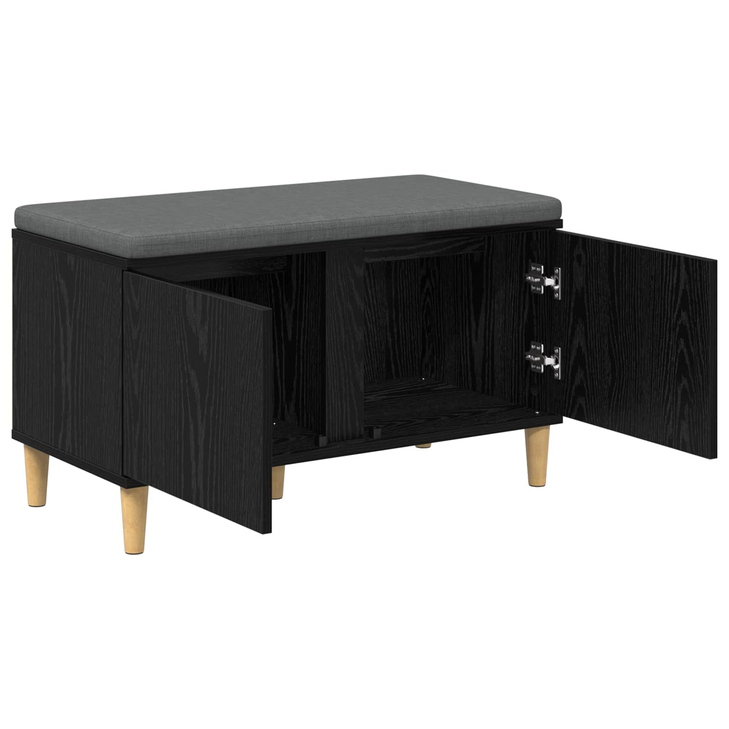 Panca per ingresso con cuscino Rovere Nero 80 x 38 x 46 cm