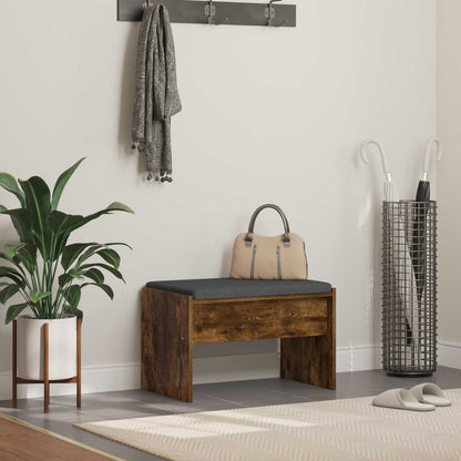 Panca per ingresso con cuscino Rovere fumÃ© 63 x 38 x 40 cm