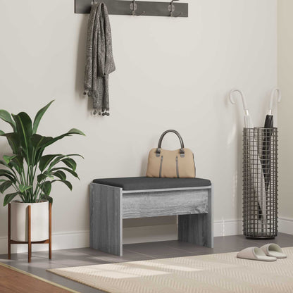 Panca per ingresso con cuscino Grigio Sonoma 63 x 38 x 40 cm