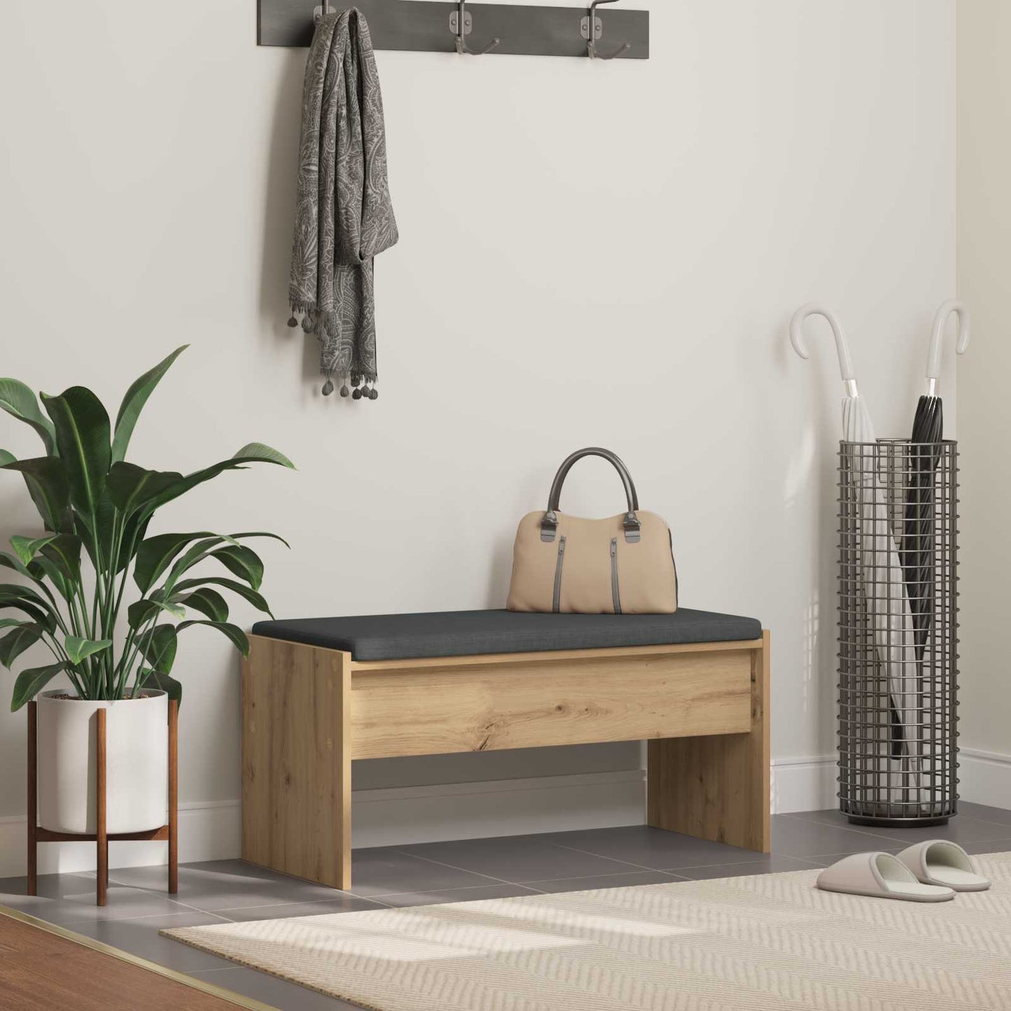 Panca per ingresso Rovere artigianale 83 x 38 x 40 cm