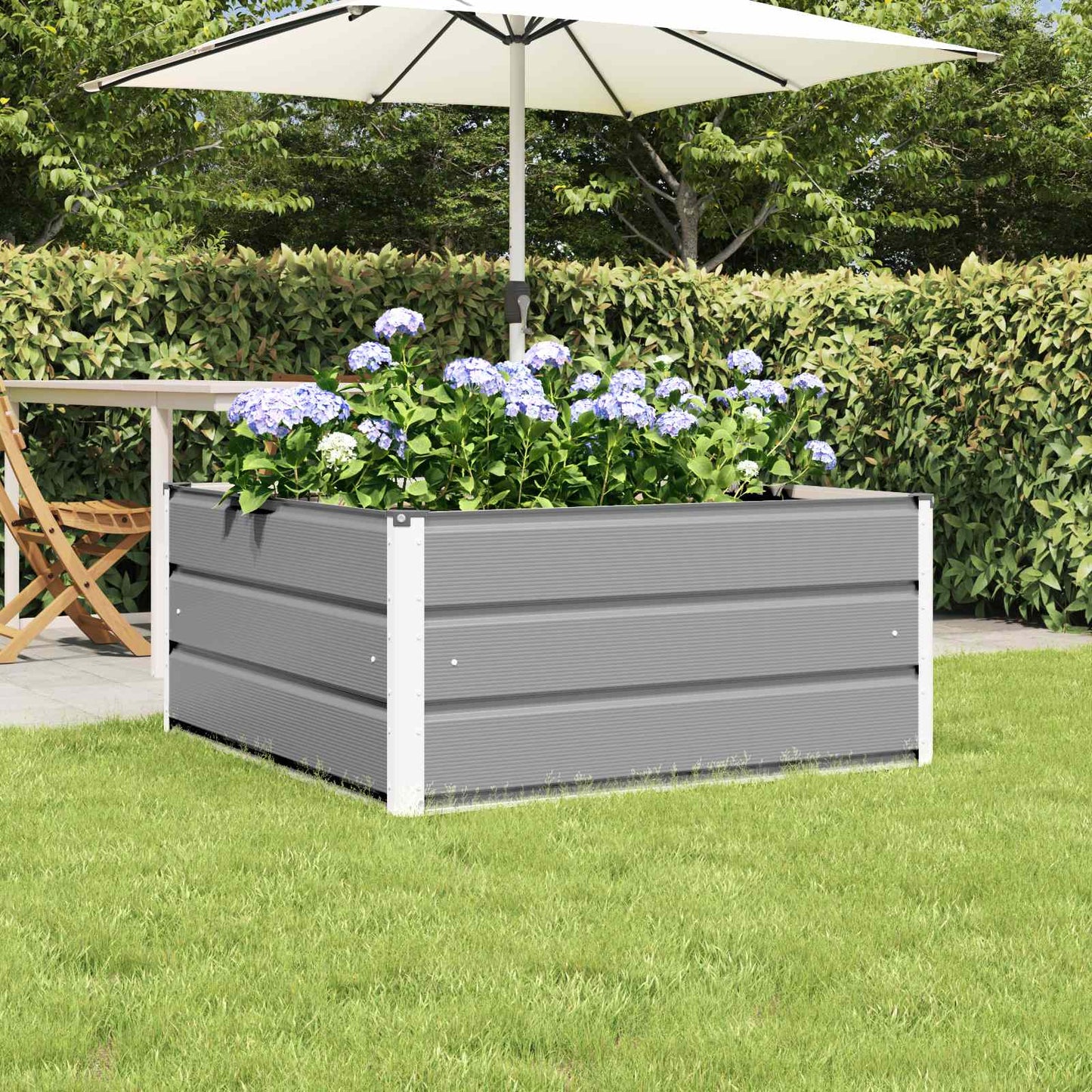 Fioriera Grigio chiaro 100 x 100 x 45 cm Acciaio