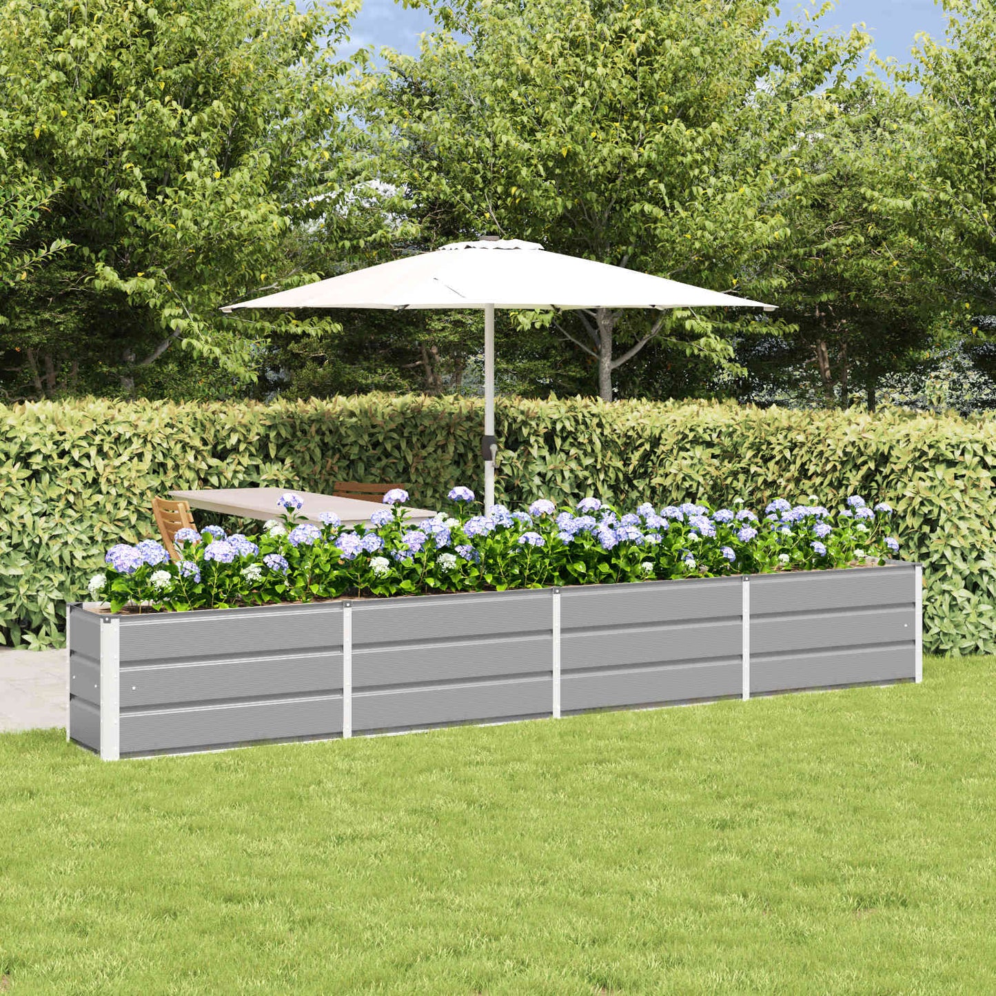 Fioriera Grigio chiaro 320 x 40 x 45 cm Acciaio