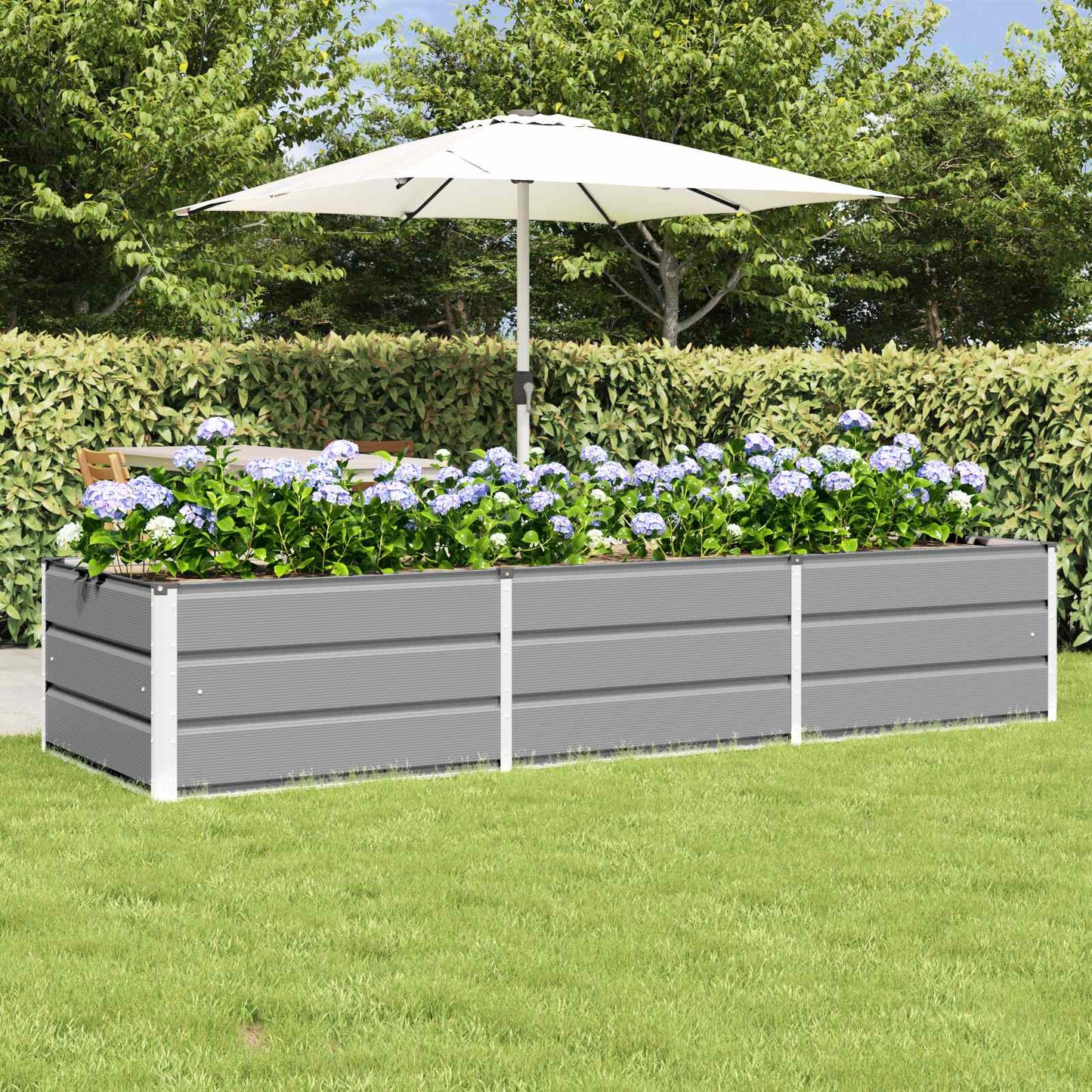 Fioriera Grigio chiaro 240 x 80 x 45 cm Acciaio