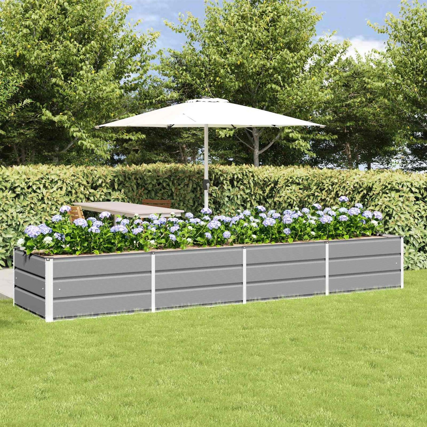 Fioriera Grigio chiaro 320 x 80 x 45 cm Acciaio