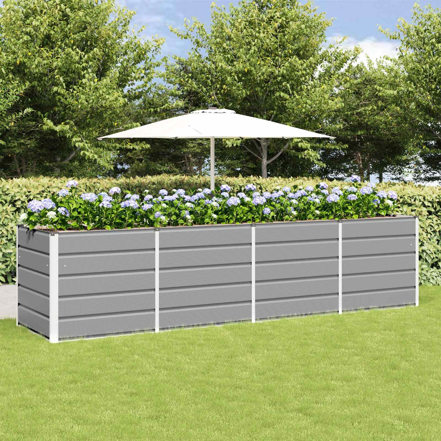 Fioriera Grigio chiaro 240 x 80 x 75 cm Acciaio