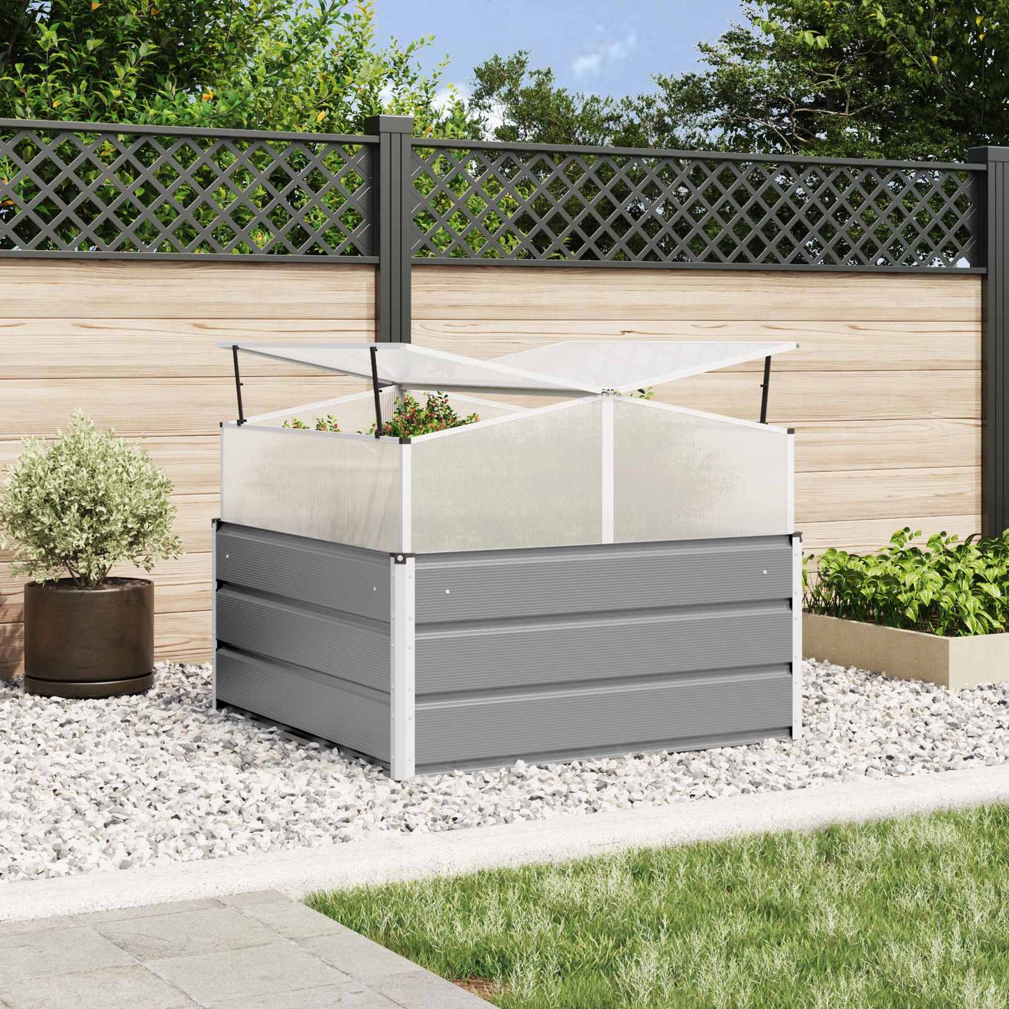 Fioriera Grigio chiaro 100 x 100 x 77 cm Acciaio zincato