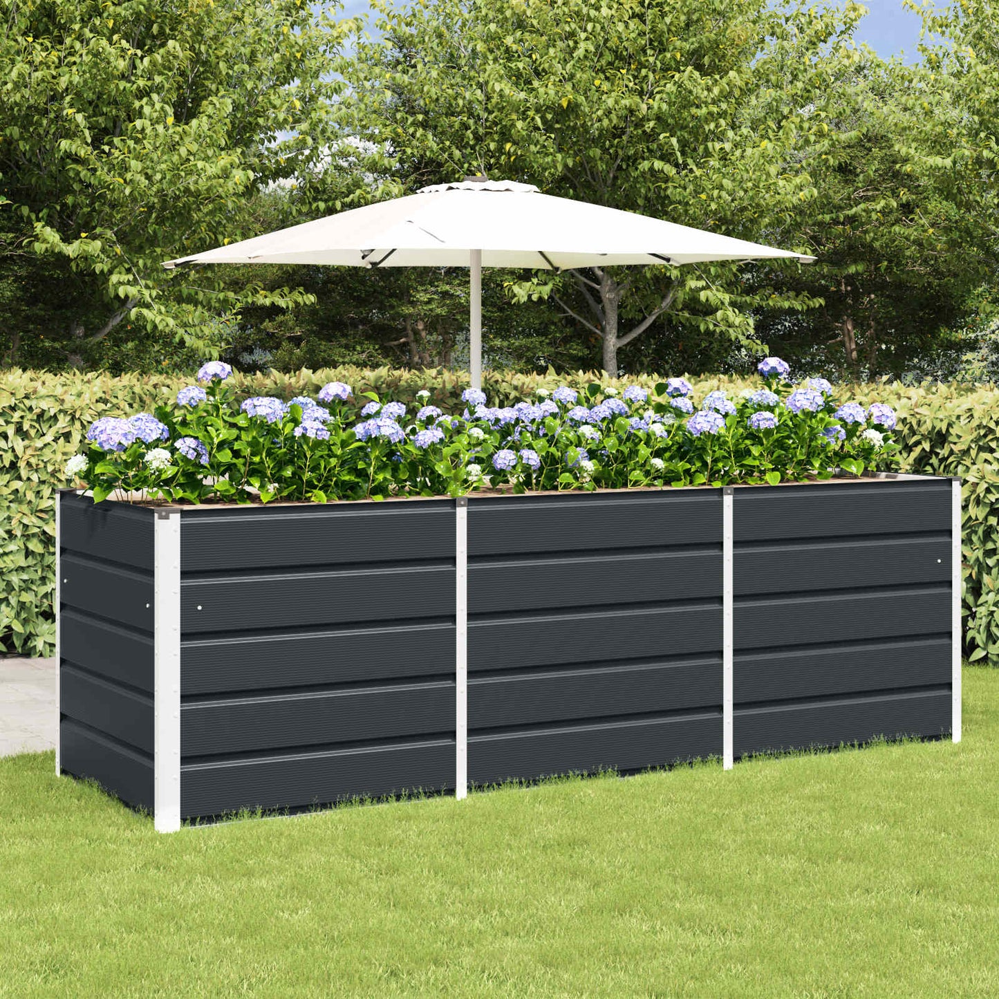 Fioriera Antracite 240 x 80 x 75 cm Acciaio