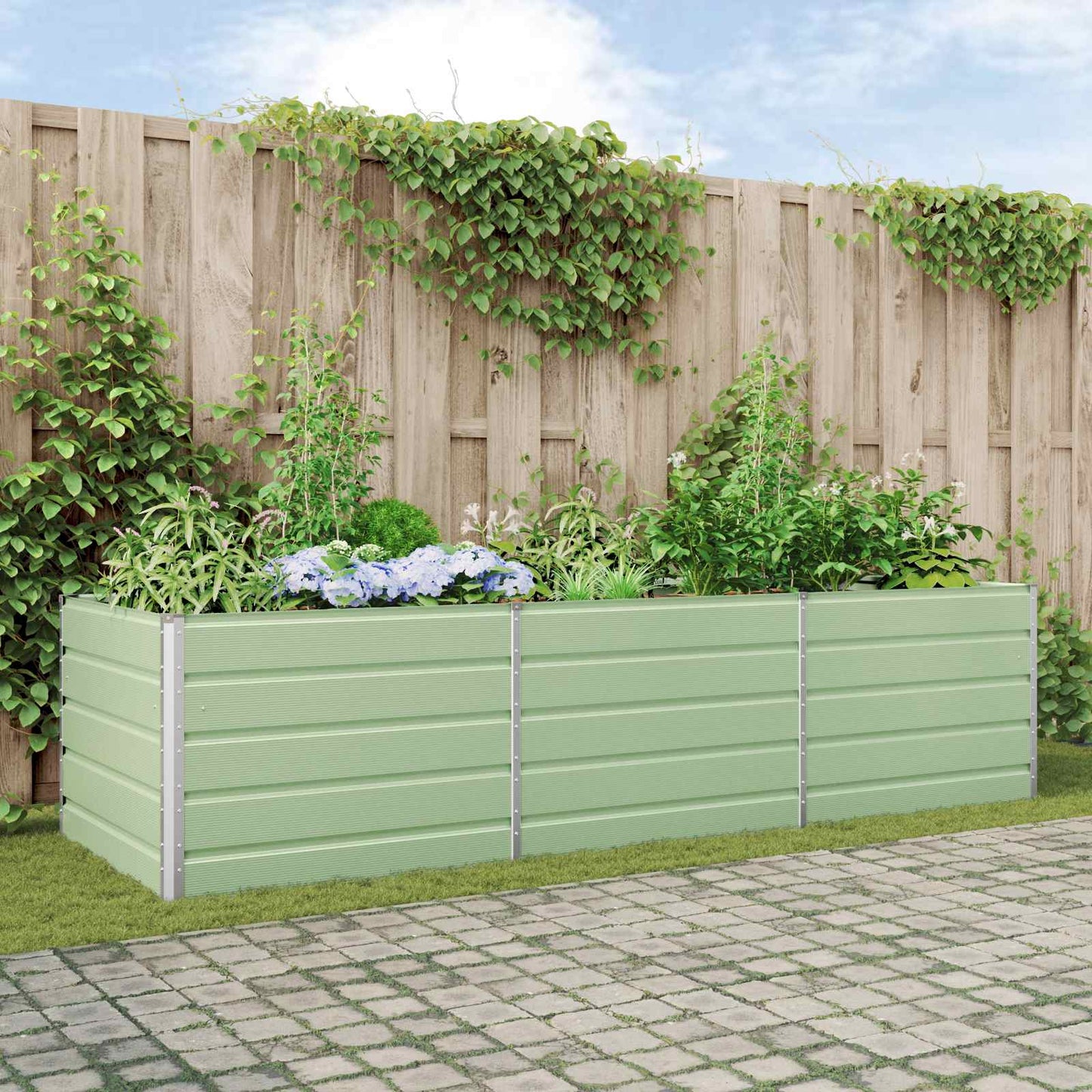 Fioriera Verde Pastello 290 x 100 x 75 cm Acciaio zincato