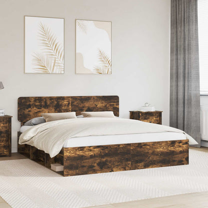 Struttura del letto Rovere fumÃ© 200 x 200 cm Pino massello