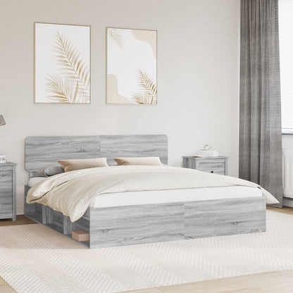 Struttura del letto Grigio Sonoma 200 x 200 cm Pino massello