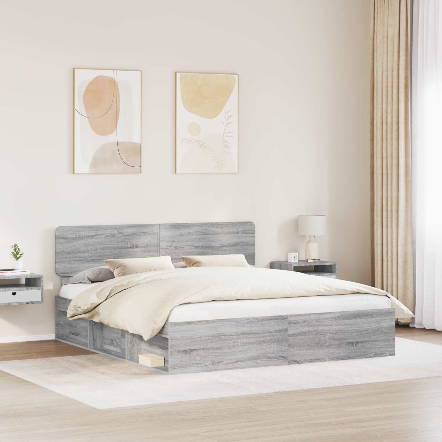 Struttura del letto Grigio Sonoma 200 x 200 cm Pino massello