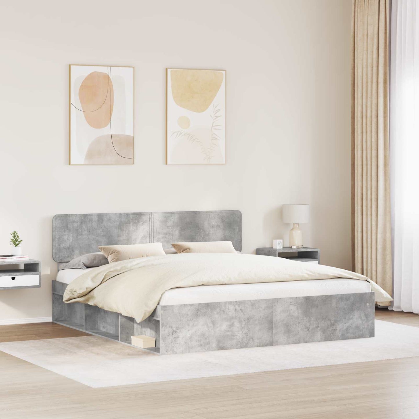 Struttura del letto Calcestruzzo 180 x 200 cm Pino massello