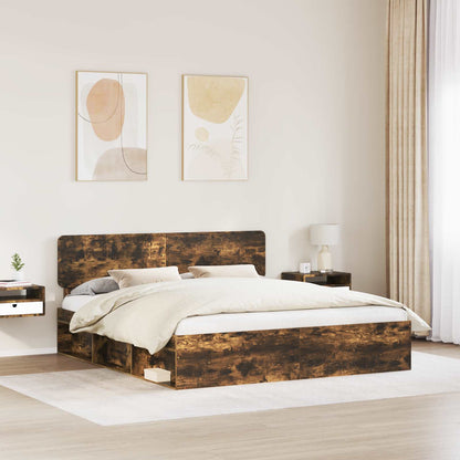 Struttura del letto Rovere fumÃ© 180 x 200 cm Pino massello