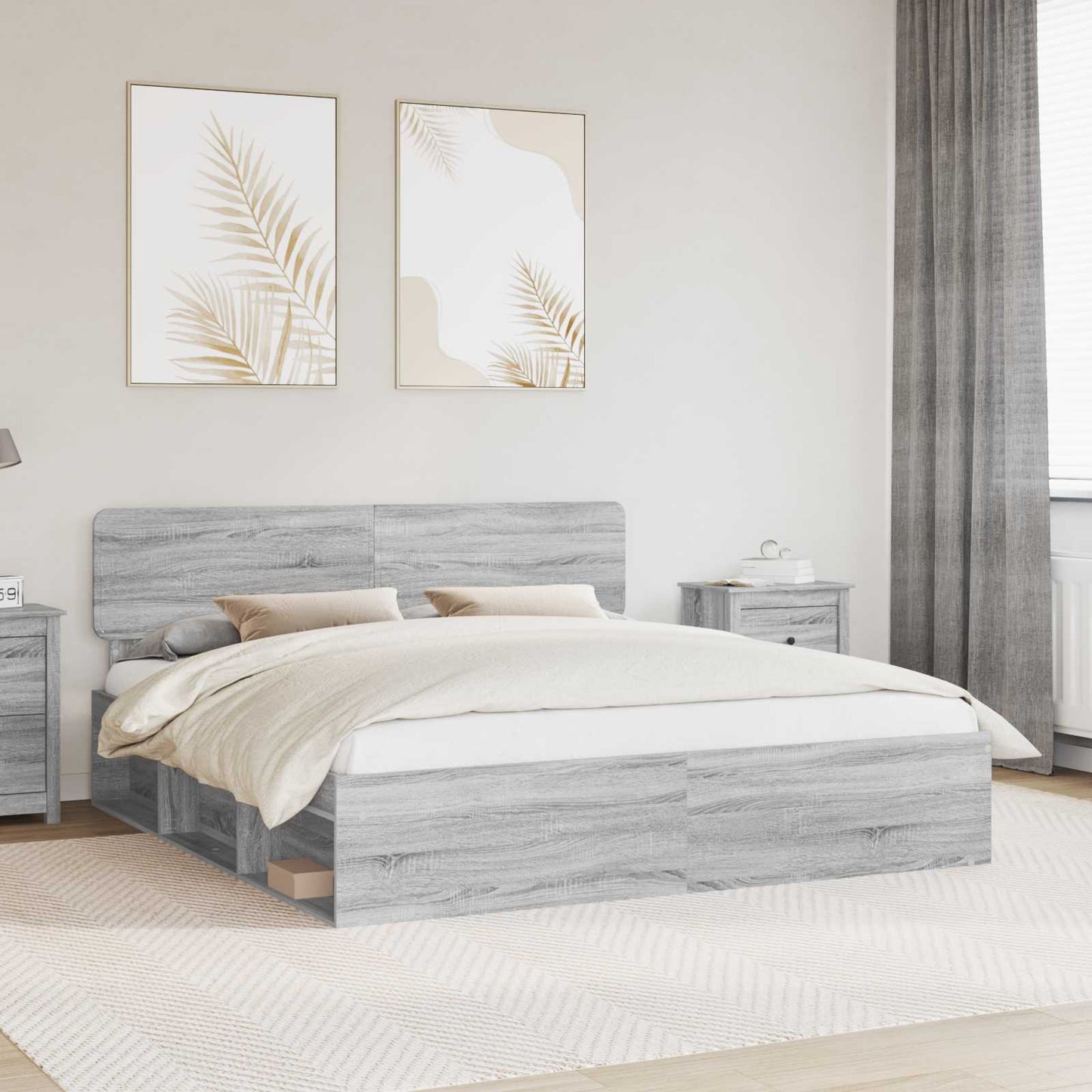Struttura del letto Grigio Sonoma 180 x 200 cm Pino massello