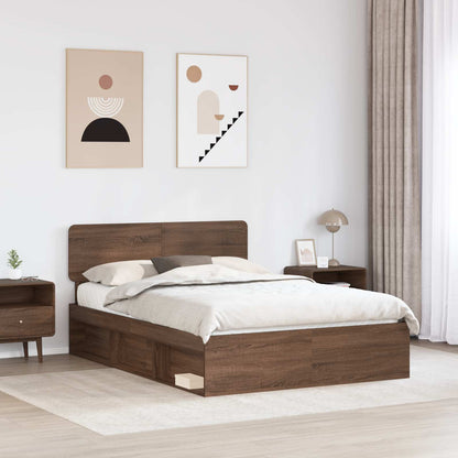 Struttura del letto Rovere Marrone 140 x 200 cm Pino massello