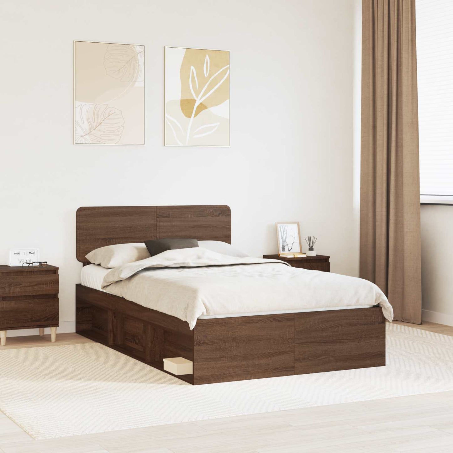 Struttura del letto Rovere Marrone 120 x 200 cm Pino massello