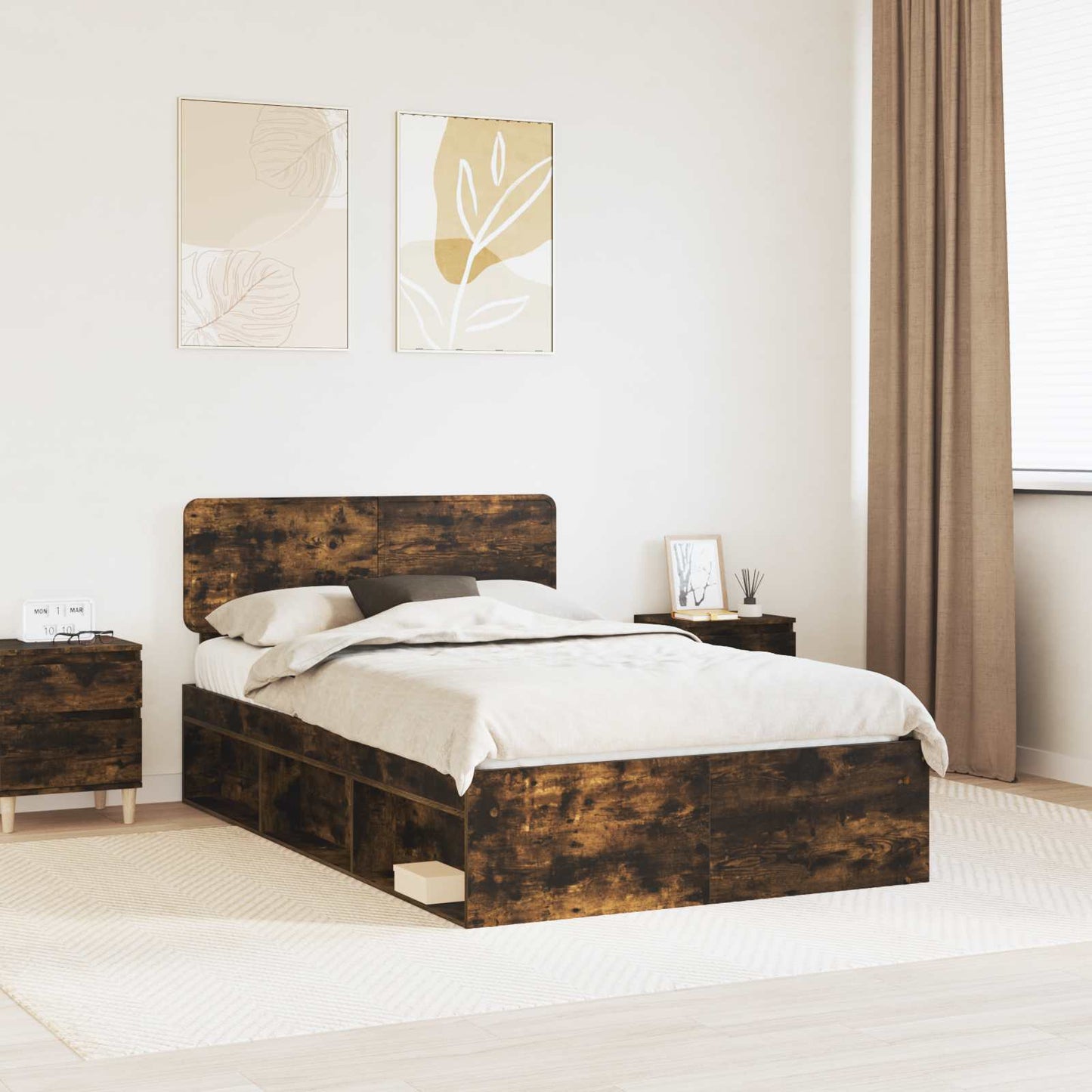 Struttura del letto Rovere fumÃƒÂ© 120 x 190 cm Pino massello