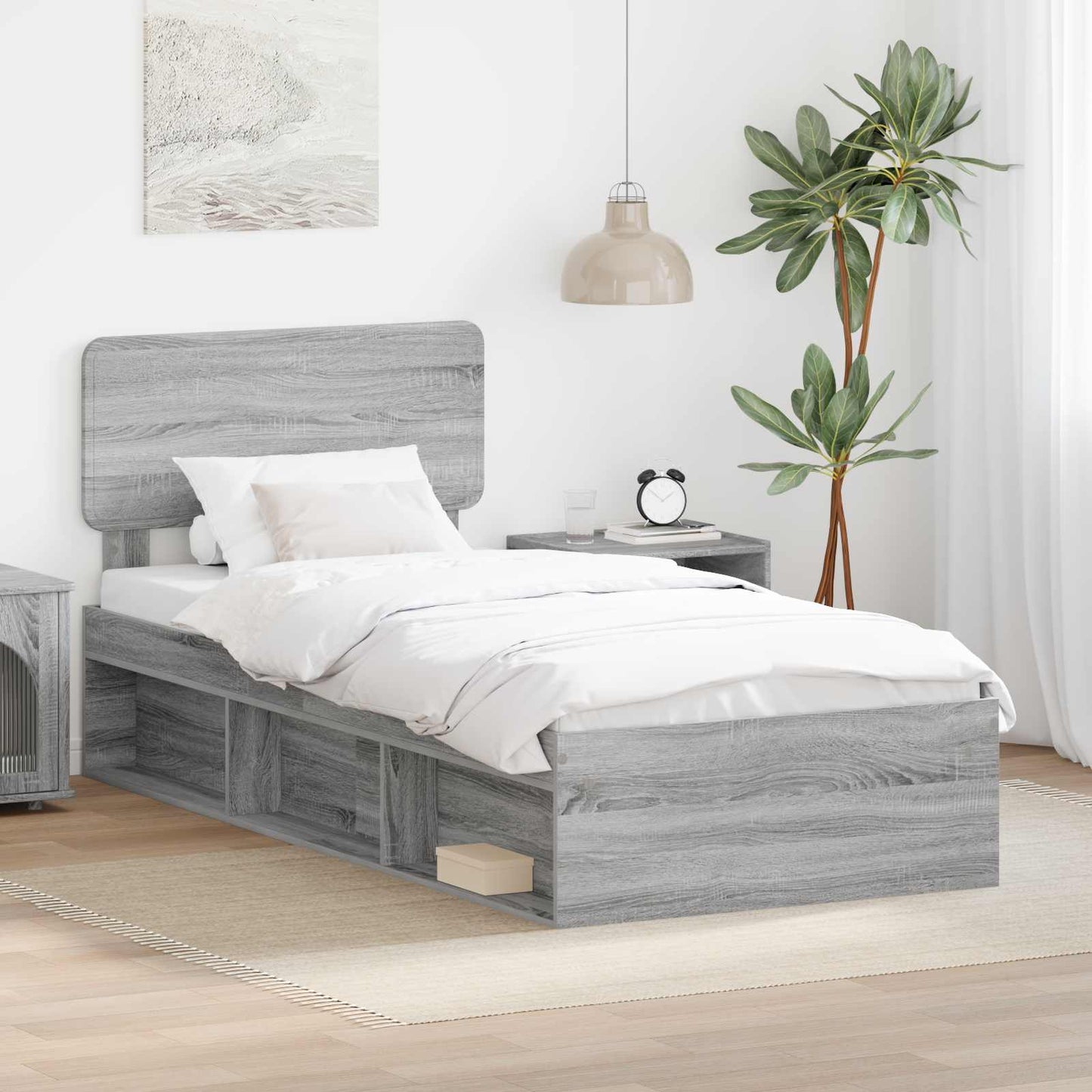 Struttura del letto Grigio Sonoma 100 x 200 cm Pino massello