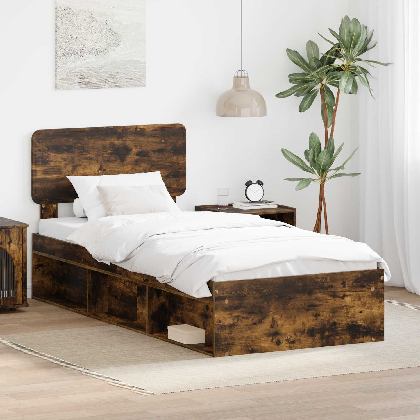 Struttura del letto Rovere fumÃ© 90 x 200 cm Pino massello