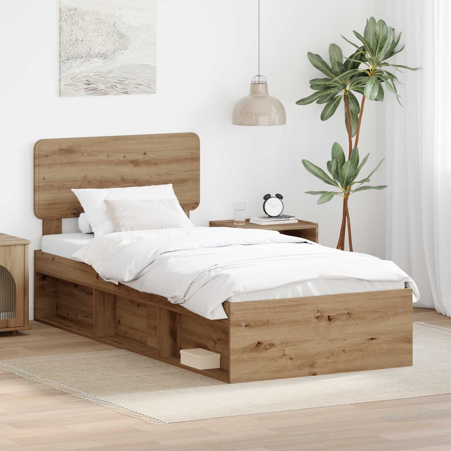 Struttura del letto con testiera Rovere artigianale 90 x 200 cm