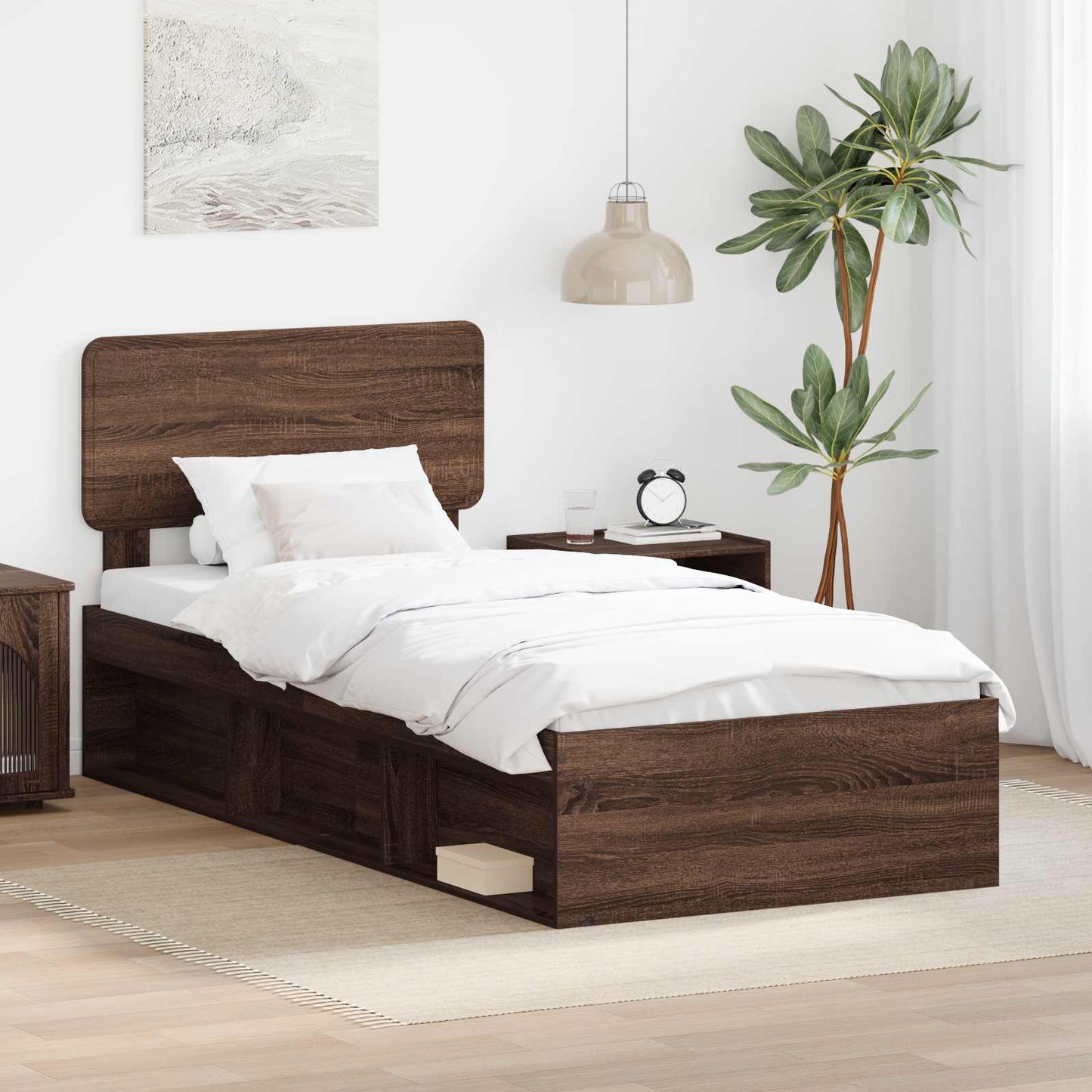 Struttura del letto Rovere Marrone 90 x 190 cm Pino massello