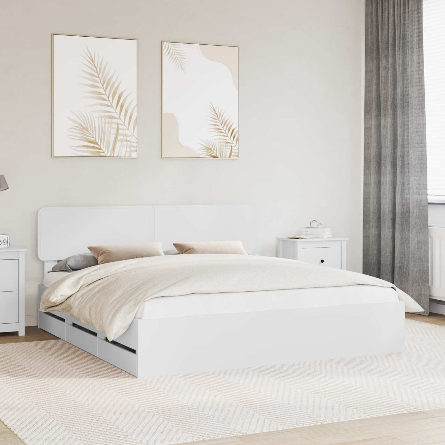 Struttura del letto Bianco 200 x 200 cm Legno Ingegnerizzato