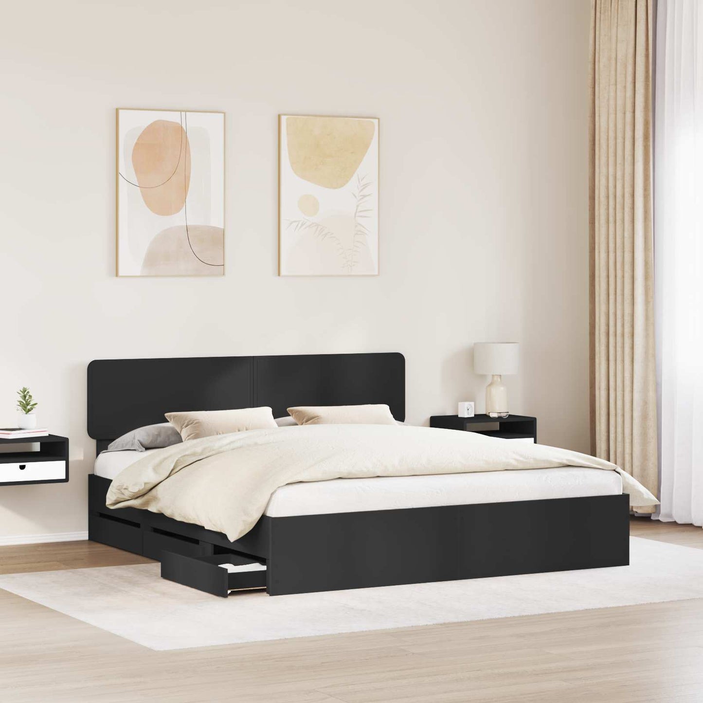 Struttura del letto Nero 200 x 200 cm Legno Ingegnerizzato