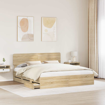 Struttura del letto con testiera Rovere Sonoma 200 x 200 cm