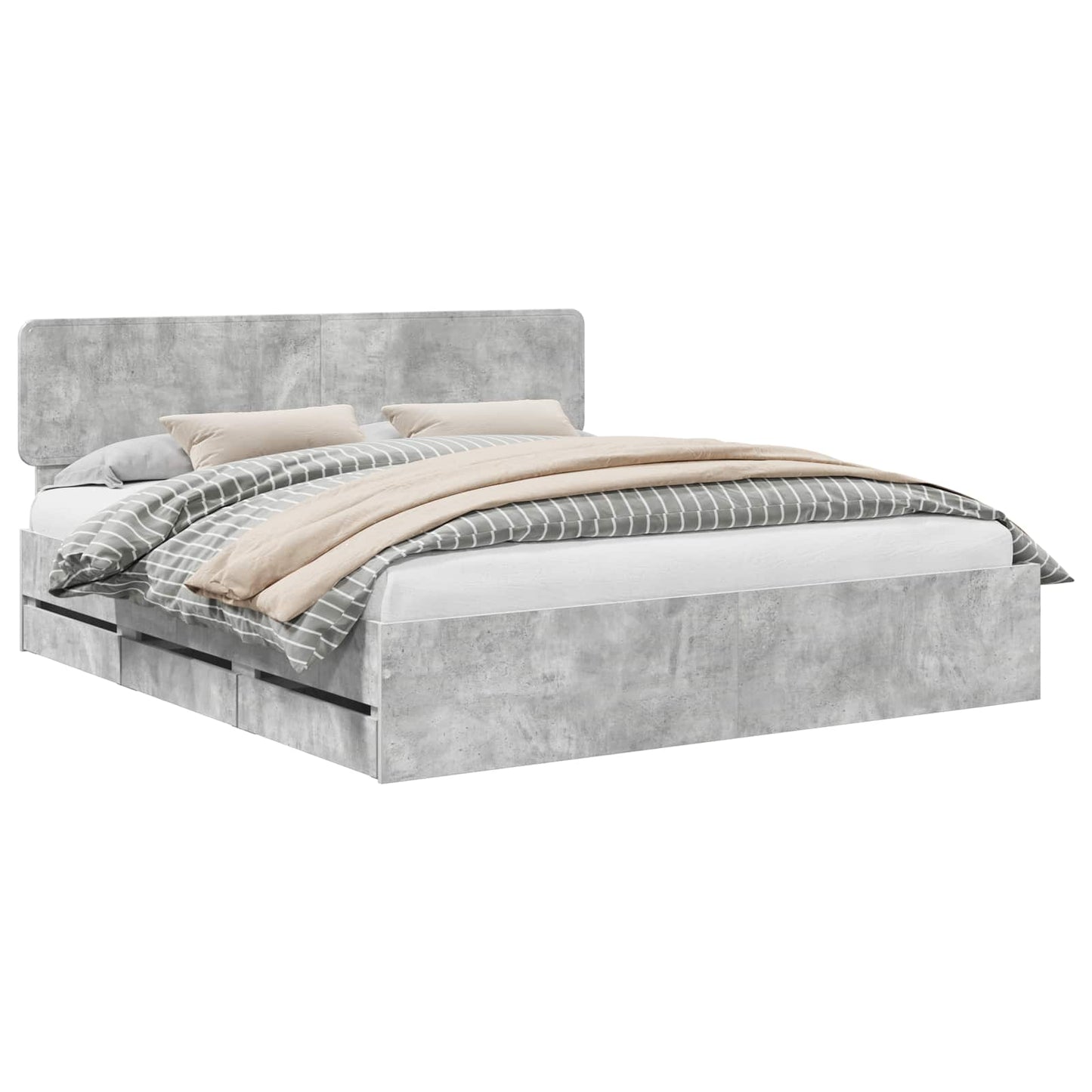 Struttura del letto con testiera Grigio cemento 200 x 200 cm